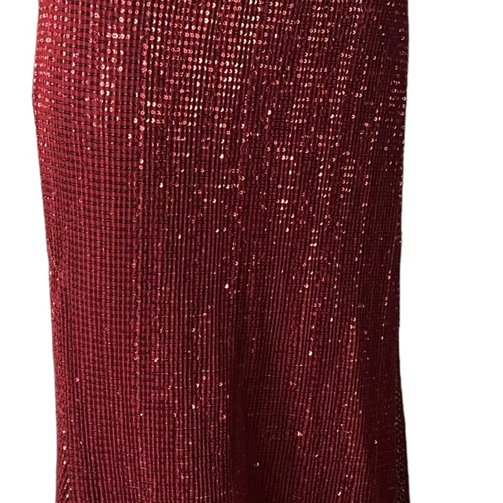 Camille La Vie Red Maxi Sequins Beaded Rhinestone waisted EVENING/Ball Gown - Picture 4 of 7